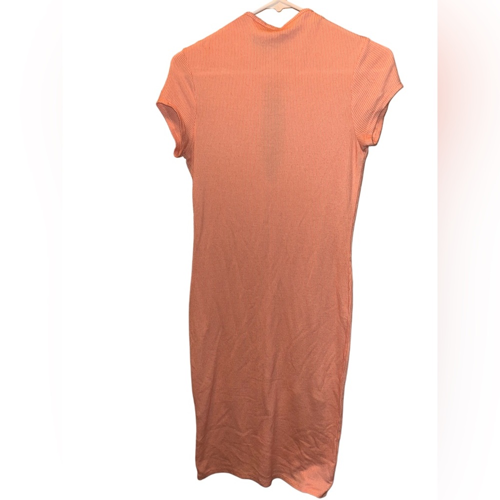 love J Ribbed Midi Dress in Soft Peach Pink